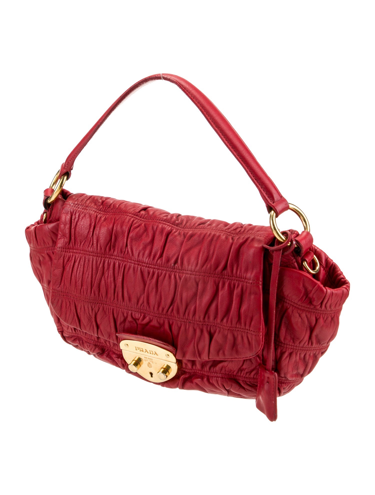 Prada Enameled Metal Triangle Top Handle Bag